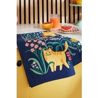 Ulster Weavers 'Marmalade Meadow' Playful Cat Print 100% Cotton Tea Towel in Navy