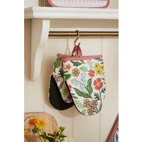 Ulster Weavers 'Petals & Prose' Floral Print 100% Cotton Pair of Microwave Mitts in Pink
