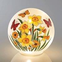 Eldo LED Glass Globe Light with Daffodils & Butterflies