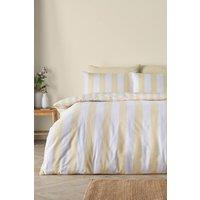 Catherine Lansfield 'Cove Stripe' Reversible Duvet Cover Set in Yellow | Size: King