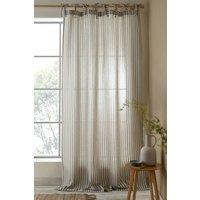 Pineapple Elephant 'Zanzibar Woven Stripe' Voile Curtain Panel in Grey | Size: 140 cm width x 183 cm drop