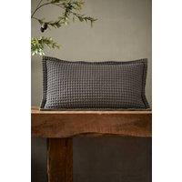 Pineapple Elephant 'Jaipur Chunky Waffle' Cotton Cushion in Grey | Size: 30 cm x 50 cm