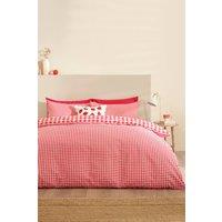 Catherine Lansfield 'Bamford Gingham Check' Reversible Duvet Cover Set in Red | Size: Double