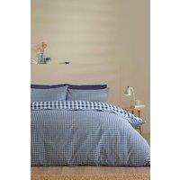 Catherine Lansfield 'Bamford Gingham Check' Reversible Duvet Cover Set in Navy | Size: King