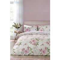Catherine Lansfield 'Avebury Floral' Reversible Duvet Cover Set in Cream | Size: Single