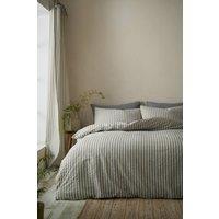 Pineapple Elephant 'Cotton Rich Woven Stripe' Duvet Cover Set in Grey | Size: Double