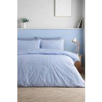 Catherine Lansfield 'Epping Textured Stripe' Reversible Duvet Cover Set in Blue | Size: Double