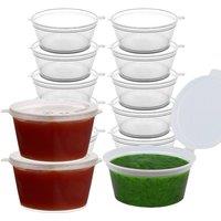 ECONX Plastic Hinged Sauce Pots Containers 4oz Clear Plastic Hinged Deli Pot | Size: 50 Pieces