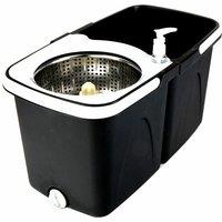 Gr8 Home Rotating Dual Spin Dry Mop & Bucket 3 Microfibre Heads in Black