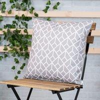 icon Indoor & Outdoor Geometric Pattern Waterproof Cushion Yellow in Grey | Size: 43 cm x 43 cm