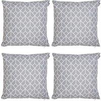 icon Indoor & Outdoor Waterproof Cushion Set of 4 Teal Grey Geometric Waterproof Cushion in Light Grey | Size: 43 cm x 43 cm