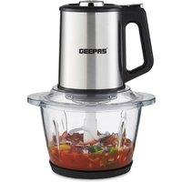 Geepas Food Processor 1.2L Glass Jar Bowl 2 Speeds 400W in Black