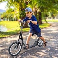 HOMCOM Teen Stunt Scooter Push Kick Scooters for Kids with Rubber Tyres Adjustable in Black
