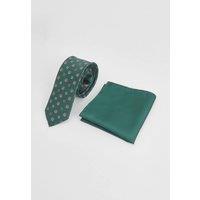 Burton Men's Green Foulard Tie & Pocket Square