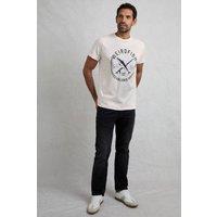 Weird Fish Men's Hudson Front Print Branded T-Shirt in Off-White | Size: Large