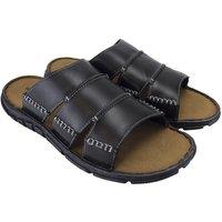 Dunlop Men's Summer Beach Leather Slip On Slippers in Black | Size: 9