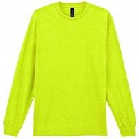 Gildan Men's Plain Crew Neck Ultra Cotton Long Sleeve T-Shirt in Bright Green | Size: 3XL