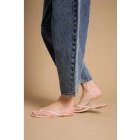 Oasis Women's Jodie Faux Leather Flip Flops in Beige | Size: 4