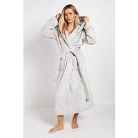 Dorothy Perkins Women's Velour Hooded Dressing Gown in Grey | Size: Large