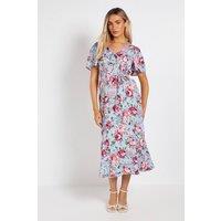 Dorothy Perkins Women's Lace Trim Angel Sleeve Maxi Dress in Blue | Size: 10