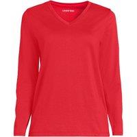 Lands' End Women's Supima Long Sleeved V-neck T-shirt in Red | Size: 16-18