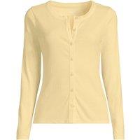 Lands' End Women's Plus Long Sleeve Micro Rib Buttonfront Top in Bright Yellow | Size: 24-26