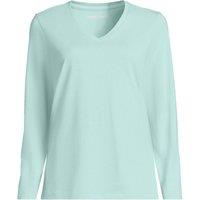 Lands' End Women's Petite Supima Long Sleeved V-neck T-shirt in Mint | Size: 10-12