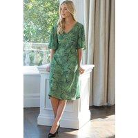 Klass. Women's Printed Tie Back Dress in Khaki | Size: 12