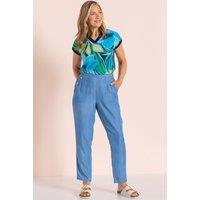 Anna Rose Women's Pull On Lyocell Trousers in Light Blue | Size: 22