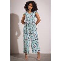 Klass. Women's Textured Floral Jumpsuit in Green | Size: 22