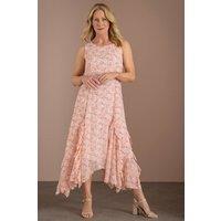 Anna Rose Women's Dip Hem Printed Midi Dress in Pink | Size: 18