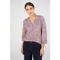 Damart Women's Brushed-Feel Printed Blouse with Tunisian Neckline in Beige | Size: 18-20