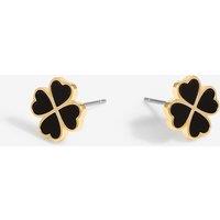 Jon Richard Women's Gold Plated & Jet Enamel Clover Stud Earrings