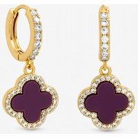 Jon Richard Women's Gold Plated & Purple Clover Huggie Earrings