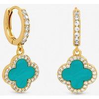 Jon Richard Women's Gold Plated Blue Clover Huggie Earrings