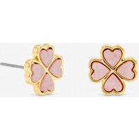 Jon Richard Women's Gold Plated & Pink Heart Clover Stud Earrings