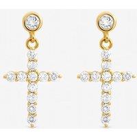 Jon Richard Women's Gold Plated Cubic Zirconia Cross Earrings