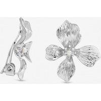 Jon Richard Women's Silver Plated & Pearl Statement Flower Stud Earrings