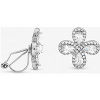Jon Richard Women's Rhodium Plated & Crystal Floral Clip Earrings in Silver