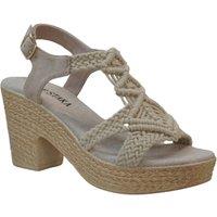 IVACHY Women's Summer Braided Strappy Beaded Espadrille Wedge Heels Sandals in Cream | Size: 5
