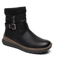 IVACHY Women's Warm Lining Ankle Boots - Cozy insulated winter boots in Black | Size: 3