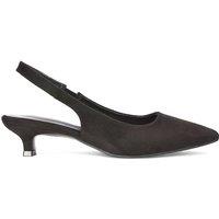 XY London Women's 'Leila' Pointed Toe Low Kitten Heels With Slingbacks in Jet Black | Size: 6