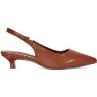 XY London Women's 'Leila' Pointed Toe Low Kitten Heels With Slingbacks in Brown | Size: 6