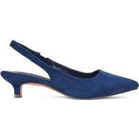 XY London Women's 'Leila' Pointed Toe Low Kitten Heels With Slingbacks in Navy | Size: 6