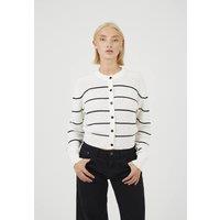 Brave Soul Women's Striped Fisherman Knit Cardigan in White | Size: Large