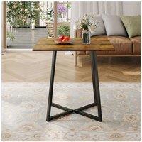 Living and Home Industrial Style Dining Table with Metal Base in Brown