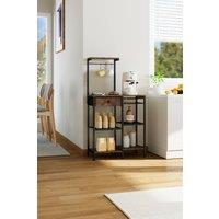 Living and Home Black Mini Fridge Stand with Wine Rack and Power Socket