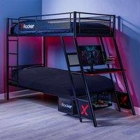X Rocker Armada Bunk Bed with Gaming Desk & Mattress Included in Black | Size: Single