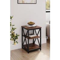 Vintage Square Wooden Side Table with Dual Shelves in Brown