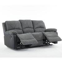 FURNITURE ONE Electric Reclining Sofa, Corduroy Fabric Recliner Sofa - 3 Seater in Grey | Size: 1 Pack